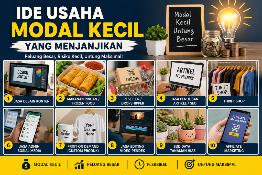 Ide Usaha Modal Kecil yang Menjanjikan 2026 Peluang Bisnis Minim Risiko, Untung Maksimal